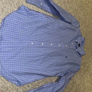 Ralph Lauren Size 16 32/33 Mens Blue Check Classic Fit Long Sleeve Button Up